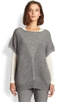 Halston Wool/Cashmere Poncho Sweater
