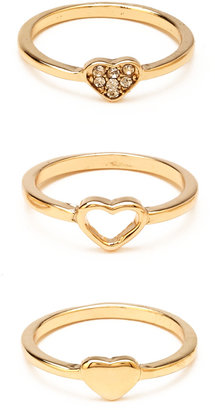 Forever 21 Rhinestoned Heart Ring Set