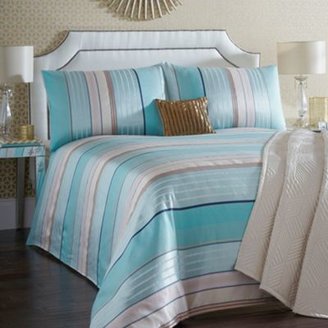 Home Collection Aqua 'Hollywood' striped satin bedding set