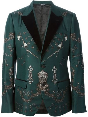Dolce & Gabbana medieval keys & armour print blazer
