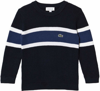 Lacoste Navy White Stripe Small Logo Sweater