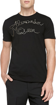 Alexander McQueen Zipper-Logo Printed Tee, Black