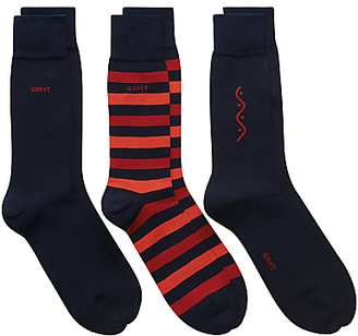 Gant Cotton Blend Socks, Pack of 3, One Size, Dark Blue