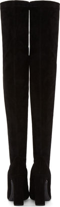 Nicholas Kirkwood Black Suede & Pearl Thigh-High Victorian Boots