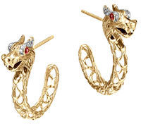 John Hardy Batu Naga 18k Gold Medium Dragon Hoop Earrings