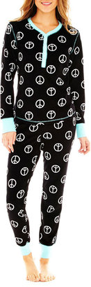 JCPenney Pj Couture PJ Couture Long-Sleeve Shirt and Pants Velour Pajama Set