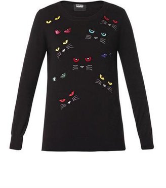 Markus Lupfer Natalie Evil Cat embroidered sweater