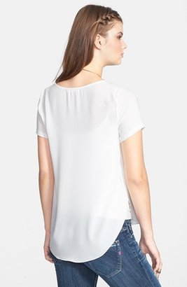 Lush 'Lily' Side Slit Woven Tee (Juniors)