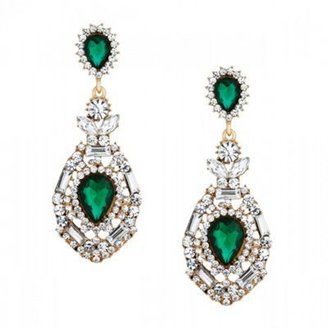 Jon Richard Vintage style green crystal drop earring