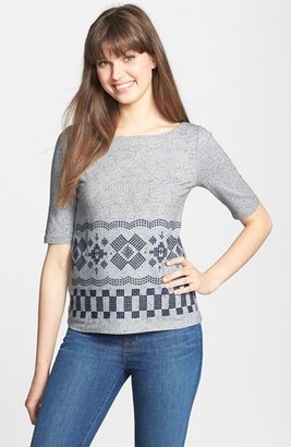 Lucky Brand 'Faye' Embroidered Boatneck Tee