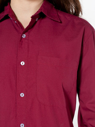 American Apparel Unisex Washed Poplin Long Sleeve Button-Down with Pocket