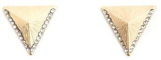 Charlotte Russe Rhinestone-Trimmed Brushed Triangle Stud Earrings