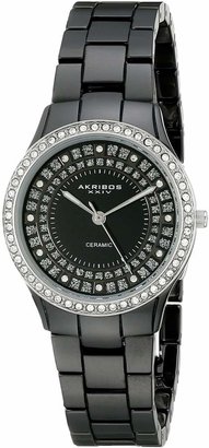 Akribos XXIV Women's AK509BK Ceramic Slim Quartz Bracelet Watch