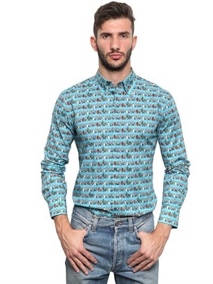 Dolce & Gabbana Cactus Print Stretch Cotton Poplin Shirt