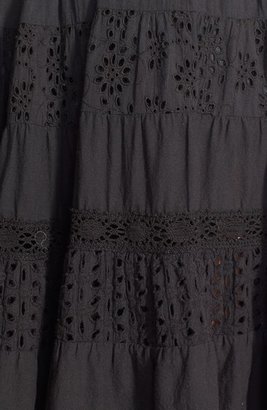 MICHAEL Michael Kors Smocked Tiered Eyelet Cotton Midi Skirt (Regular & Petite)
