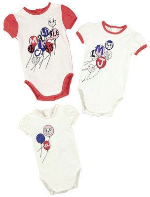 Little Marc Jacobs pack of three ivory and red bodysuits