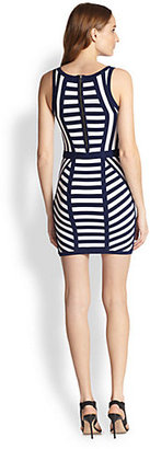 Milly Contrasting Stripe-Paneled Body-Con Dress