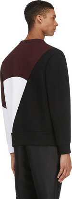 Neil Barrett Burgundy Colorblocked Neoprene Sweater