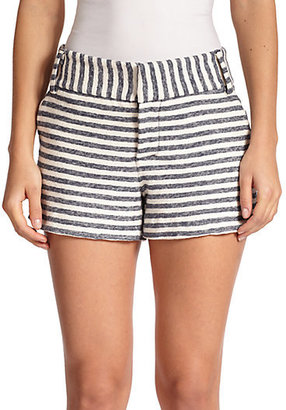 Alice + Olivia Cady Striped Textured Cotton Shorts