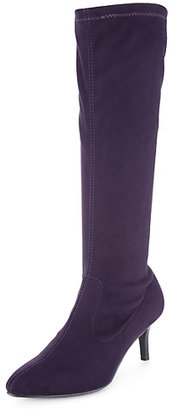 Marks and Spencer M&s Collection Faux Suede Long Stretch Almond Toe Boots with Insolia®