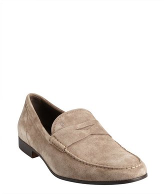 Tod's taupe suede penny loafers