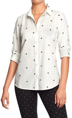 Old Navy Women's Embroidered-Flower Shirts