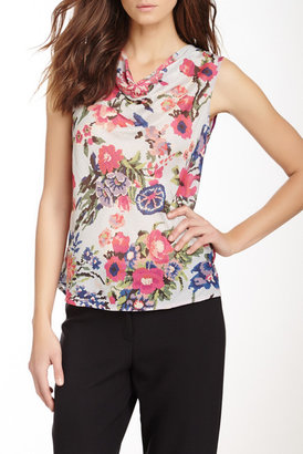Paperwhite Collections Silk Blend Floral Sleeveless Blouse