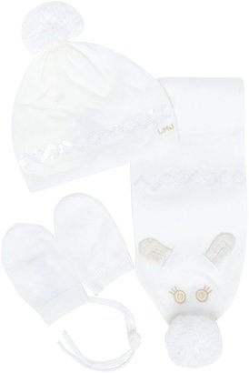 Little Marc Jacobs baby girls knitted hat, mittens and scarf set