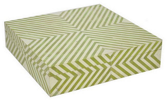 14" Zigzag Wood Box, Green