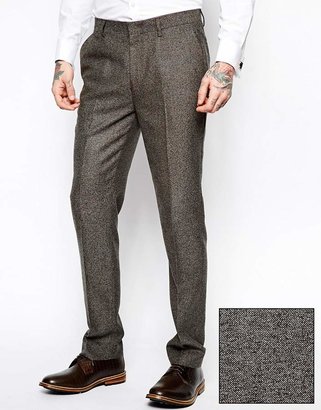 ASOS Slim Suit Pants In Herringbone