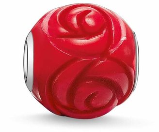 Thomas Sabo Silver & Coral Red Rose Karma Bead K0038-590-10