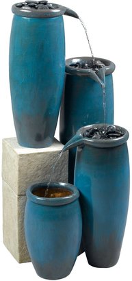 Kenroy Home BG Agua Indoor/Outdoor Floor Fountain in Blue Glaze Finish