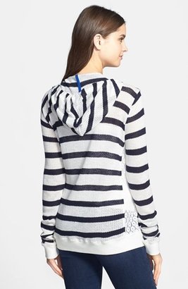 Vince Camuto Lace Hood Stripe Sweater