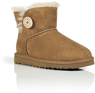 UGG Suede Mini Bailey Button Boots in Chestnut