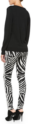 Herve Leger Zebra/Chain-Print Jacquard Pants