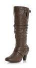Dorothy Perkins Womens Head Over Heels Tori Ruched Detail High Boot- Brown