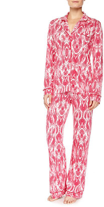 Cosabella Bella Marquise-Print Long-Sleeve Pajama Set, Bright Grenadine