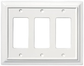 Liberty Hardware 126337 Wood Architectural Triple Decorator Wall Plate, White