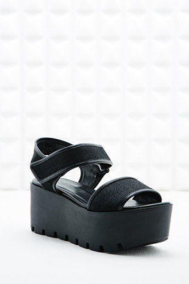 Out From Under Karter Two-Part Pony Wedge Sandals in Black