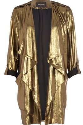 River Island Gold metallic waterfall jacket