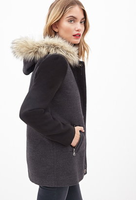 Forever 21 Contemporary Faux Fur-Hooded Coat