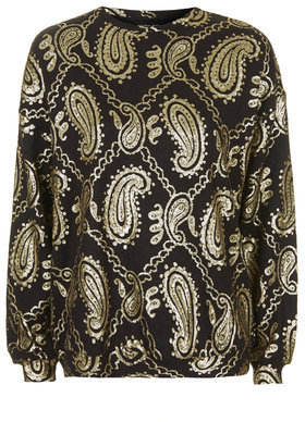 Topshop Womens **Sequinned Sweater by Sister Jane - Gold