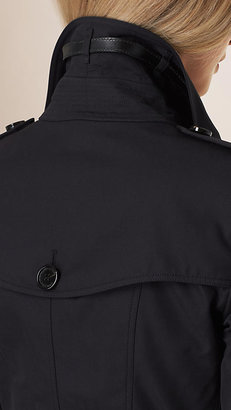 Burberry Leather Detail Gabardine Trench Coat