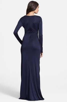 Diane von Furstenberg Twist Front Long Sleeve Gown