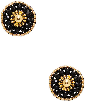 Miguel Ases Gold & Black Onyx Stud Earrings