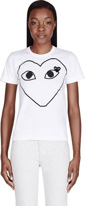 Comme des Garcons Play White Heart Emblem Patch Applique T-Shirt