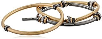 Kenneth Cole New York Gold and Hematite Geometric Bead Bangle Stretch Bracelet