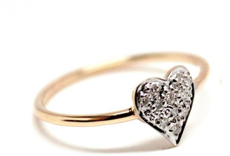 Rachael Ryen - 14k Gold Diamond Pave "Love" Heart Ring