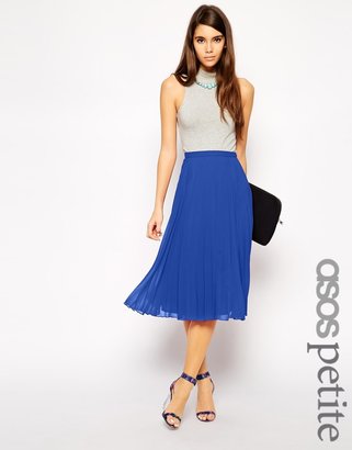 ASOS Petite PETITE Midi Pleated Skirt - Cobalt £14.00