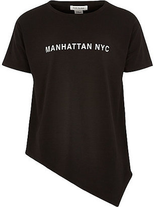 River Island Girls black asymmetric Manhattan NY t-shirt